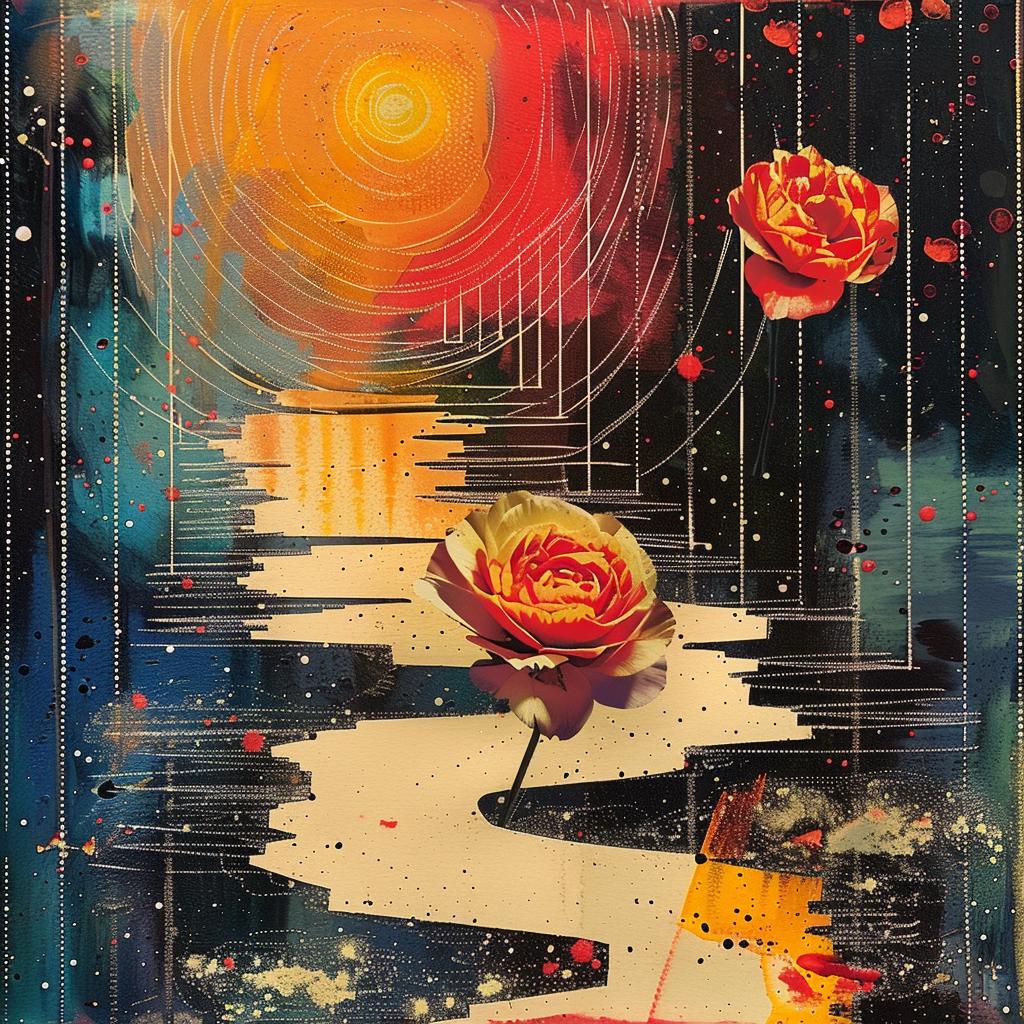 roses  sun  background  painting  vibrant  nature  landscape  bloom  colorful  serene 939783