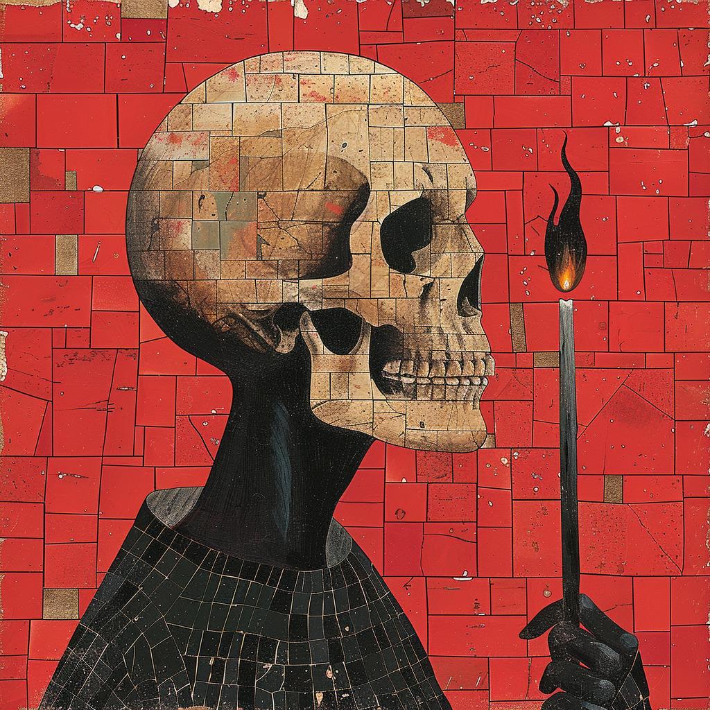 skull  torch  dark  arts  deathmetal  occult  mosaic  painting  Joan  Cornella 976976