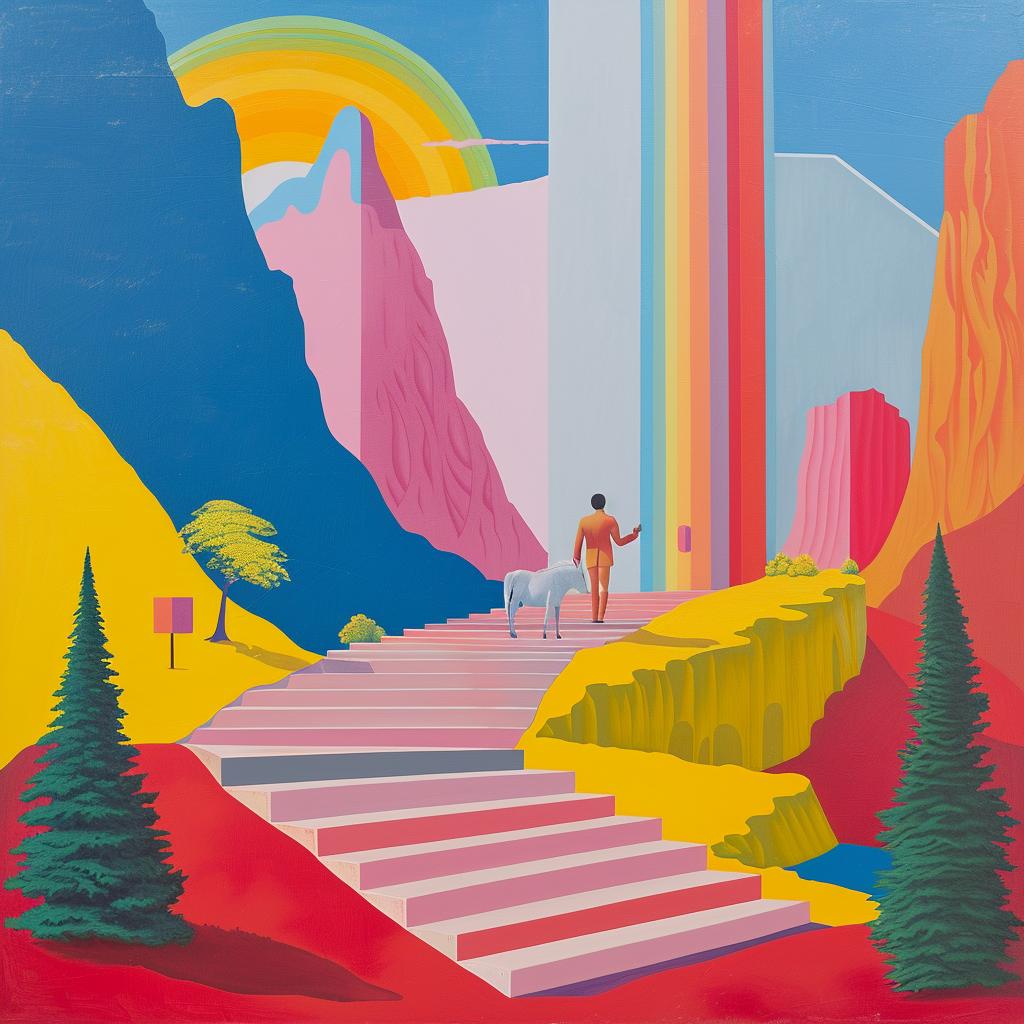 surreal  album  cover  mountain  rainbow  painting  unicorn  cornella  art  creative 1017717
