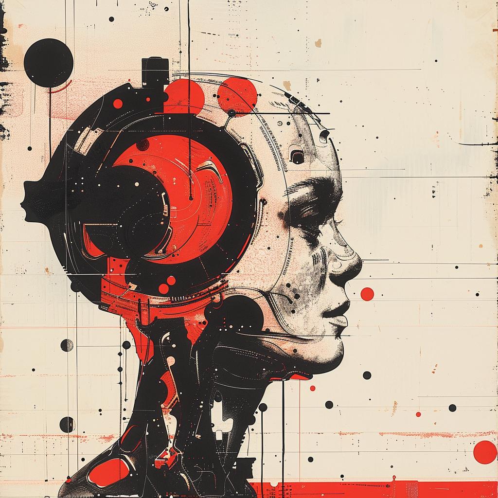 woman  robot  colorful  painting  background  head  black  white  splash  art 964809