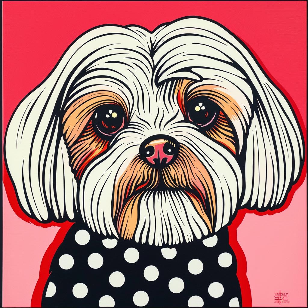 dog  pink  background  polka  dot  havanese  cute  playful  art  colorful 973340