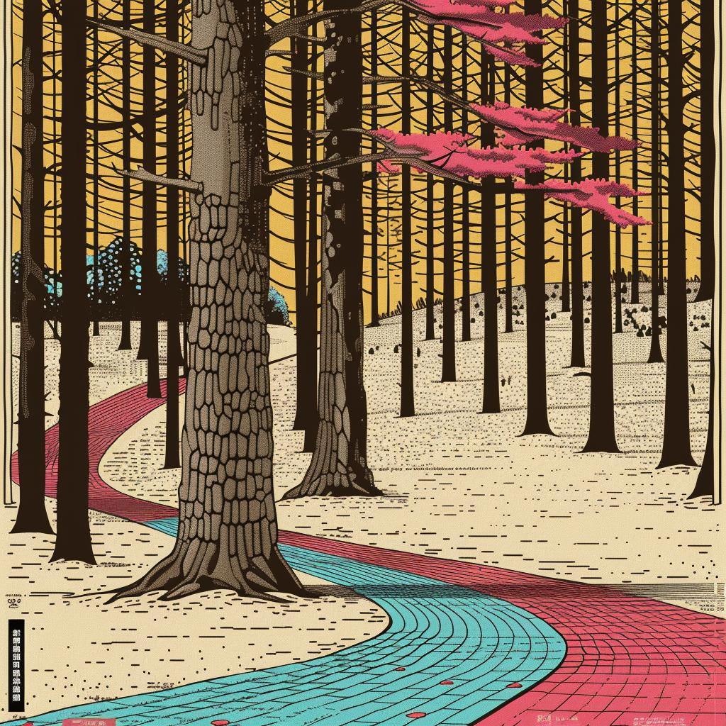 forest  winter  animated  illustration  colorful  folklore  path  woods  vibrant  fantasy 945172
