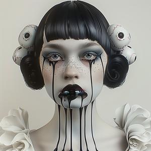 woman  black  makeup  white  hair  painting  mystical  striking  bold  artistic 1073228