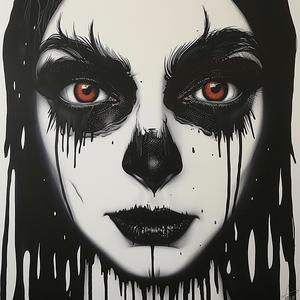 woman  black  makeup  red  eyes  painting  portrait  artwork  emotion  expression 1072755