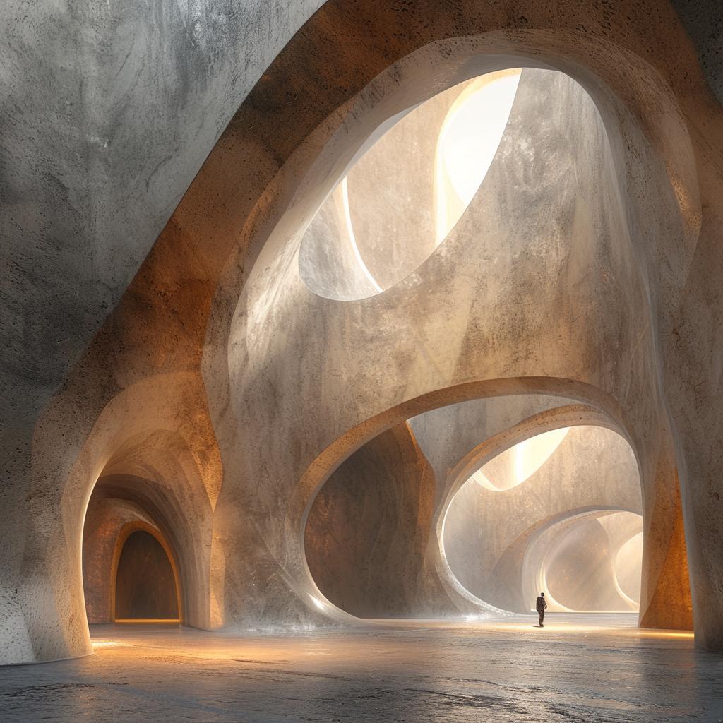 interior  space  curved  walls  lighting  architecture  futuristic  monolithic  scale  design 960096