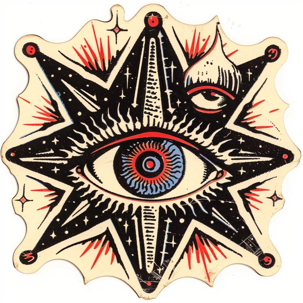 logo   badge  eye  symmetrical  design  star  provocative  sticker  spiritual  dark 932645