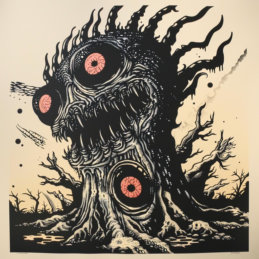 monster  red  eyes  poster  spiritual  dark  occult  naturalistic  terror  Yoshitaka 927170