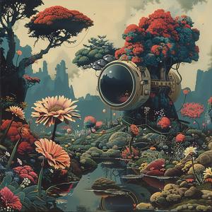 painting  tree  flowers  telescope  chromolithography  nature  landscape  artwork  traditional  colorful 1059401