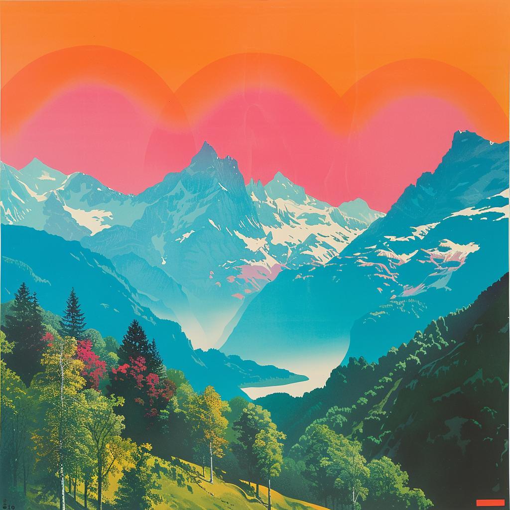 Swiss  poster  typography  1970s  mountains  trees  graphic  vintage  design  nature 1029175