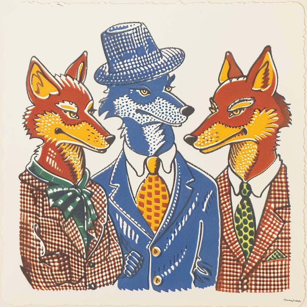 wolves  anthropomorphic  suits  fashion  cartoon  characters  humor  whimsical  stylized  animal 962496