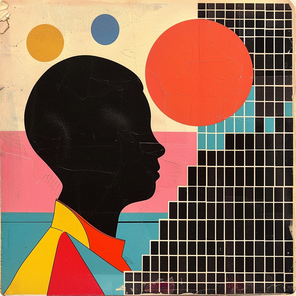 surreal  colorful  memphis  design  poster  black  man  vibrant  background  album 977255