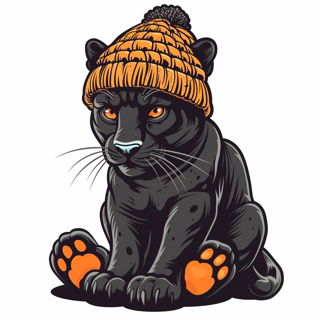 panther  black  cute  hat  knitted  baby  vector  minimal  illustration  street 958706