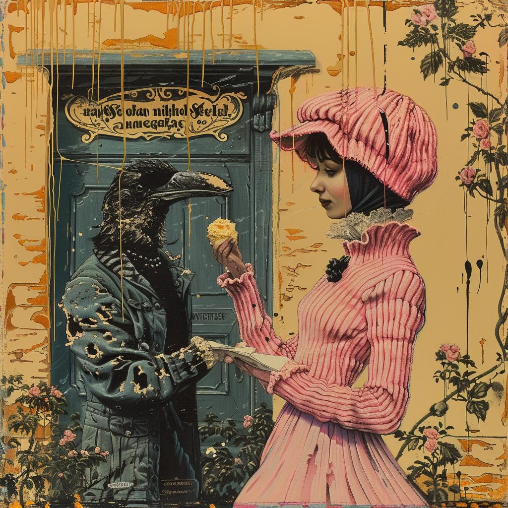 painting  woman  crow  chromolithography  art  dark  emblem  illustration  design  visual 1015666