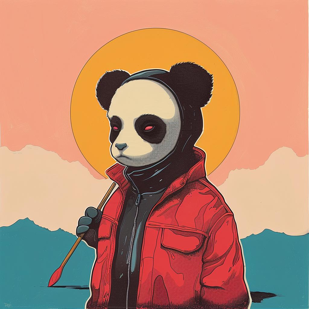 album  cover  surreal  panda  bear  jacket  bow  arrow  graphic  art 1018718