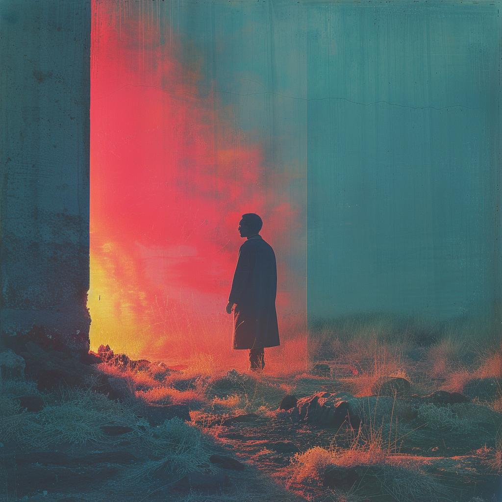 album  art  landscape  robot  surreal  photography  glow  teal  blue  volumetric 1032081