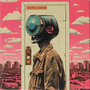 chromolithography  man  helmet  pink  background  poster  illustration  art  surreal  vibrant 1039748