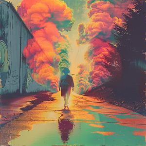 person  walking  road  colorful  smoke  chromolithography  scenic  art  nature  landscape 1051932