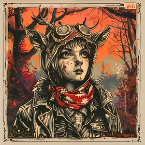poster  girl  deer  headband  chromolithography  art  colorful  graphic  illustration  whimsical 1051201