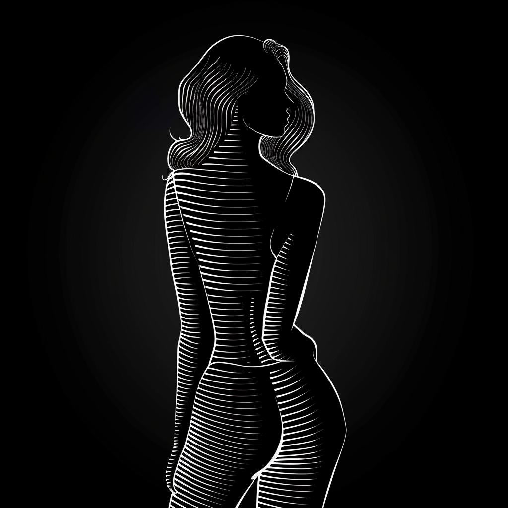 woman  silhouette  black  white  contrast  fine  art  op  lines  drawing 953957