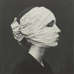 woman  face  covered  paper  surreal  minimalist  figures  absurdity  linda  gün 1076027