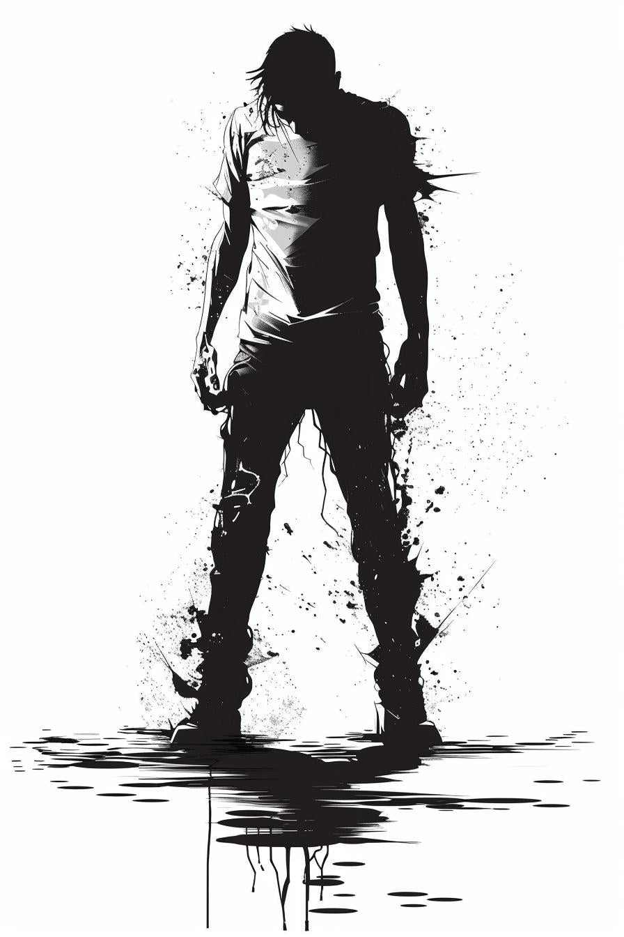 silhouette  angry  man  black  white  comic  style  full  body  art 953705