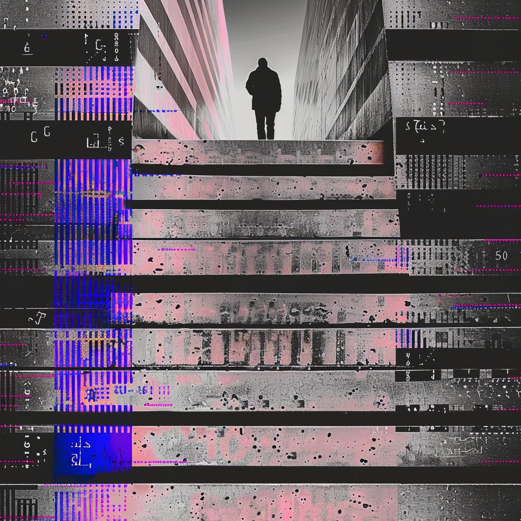 رجل درج بيئة حضرية يمشي رسم توضيحي مرئي عمق منظور 1020890