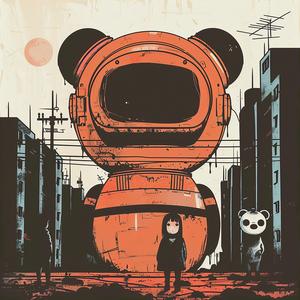 panda  man  city  surreal  urban  fantasy  illustration  colorful  creative  futuristic 1077905