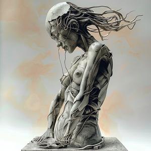 تمثال امرأة رأسها لأسفل، عمل فني متأمل، برونز، أناقة، تركيبات، عاطفة، صفاء 1036922