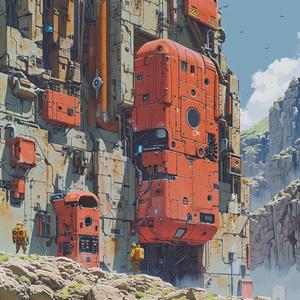 futuristic  city  painting  Moebius  Simon  Stalenhag  technology  agents  infrastructure  redbuilding 1075261