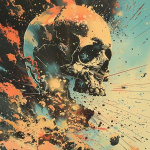 skull  gun  explosion  blue  background  graphic  artistic  surreal  details  visual 1072197