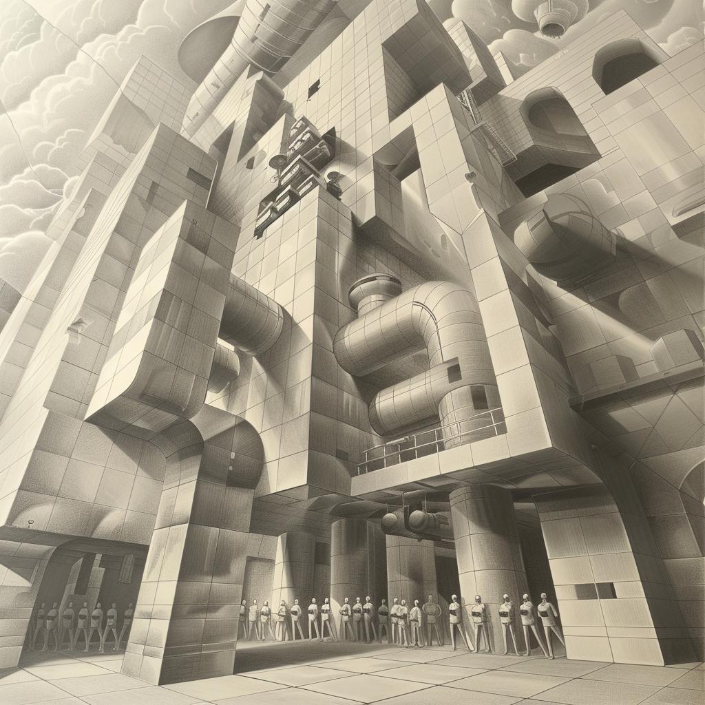 factory  futuristic  drawing  military  towers  concrete  silhouettes  pipes  architecture  detailed 944611
