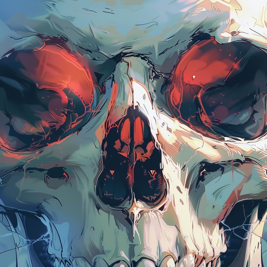skull  cartoon  red  RalphBakshi  eyes  2D  illustration  character  close-up  painting 971176