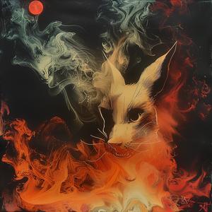 fox  smoke  chromolithography  fiery  art  animal  dynamic  illustration  vibrant  scene 1054338
