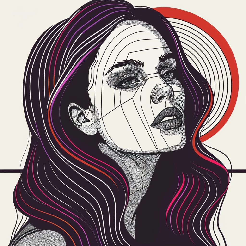 PopArt  woman  brunette  white  circle  hair  portrait  minimal  stylized  vibrant 936876