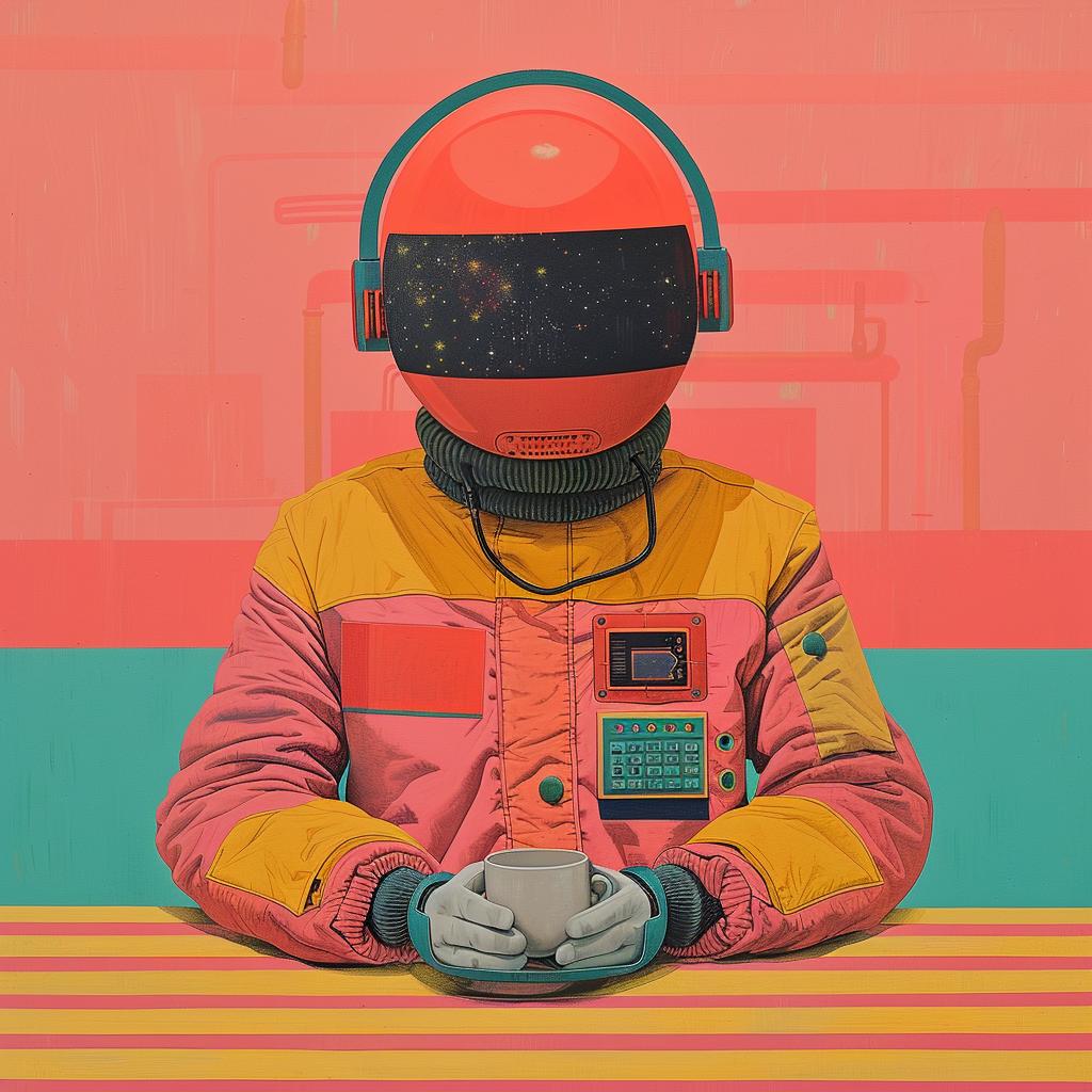 surreal  album  Cyberpunk  astronaut  headphones  painting  creative  art  cover  table 977515