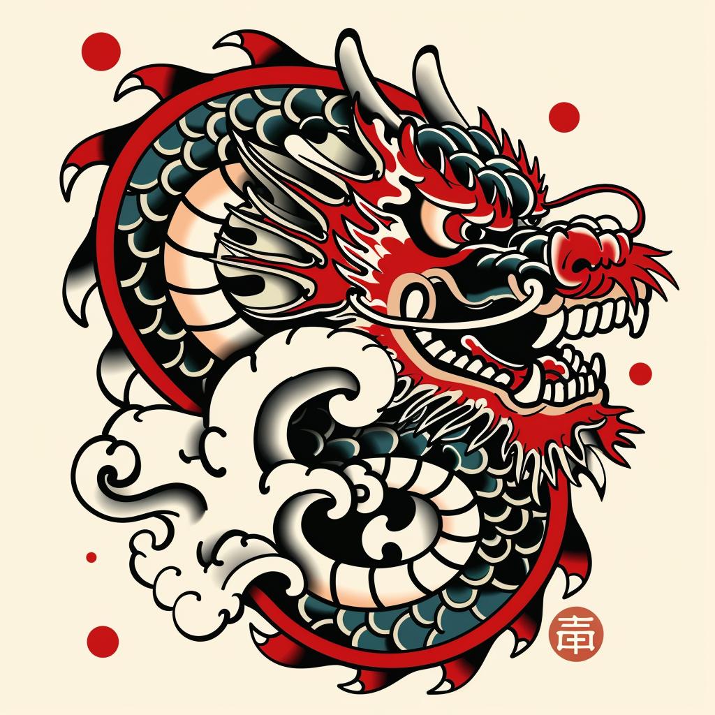 dragon  tattoo  Chinese  cultural  vintage  bold  graphic  svg  flash  motif 1018376