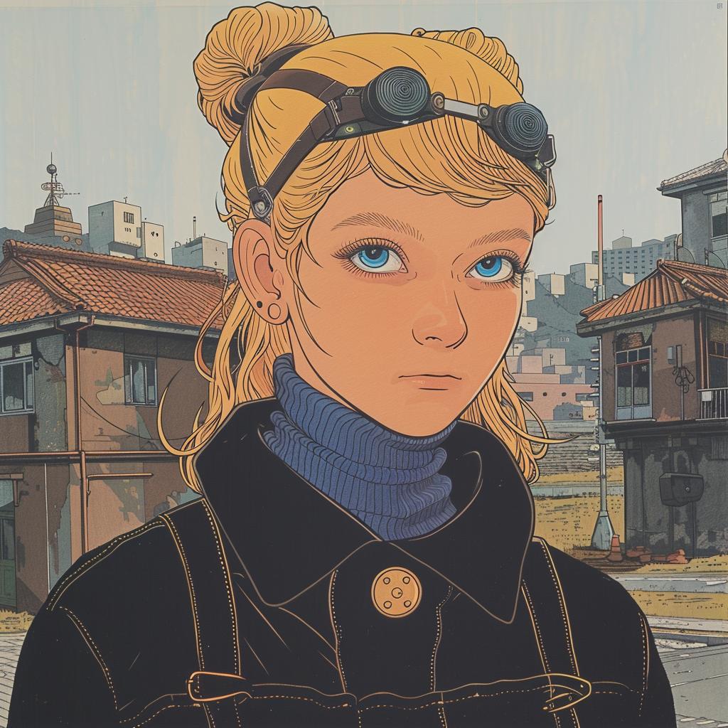 portrait  blonde  woman  three-eyes  moebius  fantasy  dark  blue  painting  jacket 971704