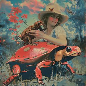 chromolithography  woman  hat  red  turtle  vintage  art  illustration  portrait  style 1060324