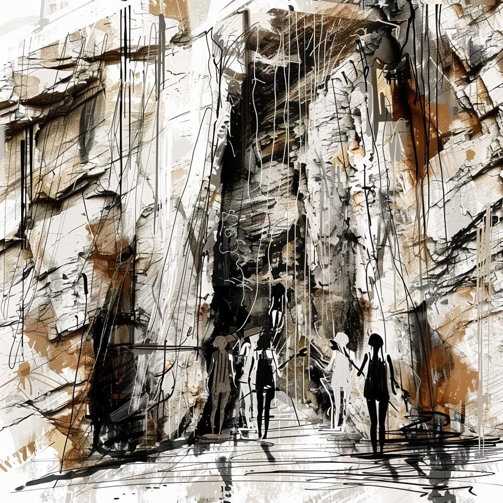 skull  cave  rocky  mountain  natives  entrance  people  cave  silhouette  drawing 953443