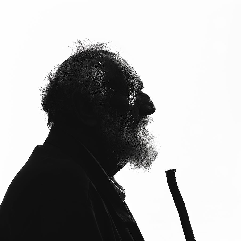old  man  silhouette  cane  white  background  contrast  profile  minimalism  portrait 953964