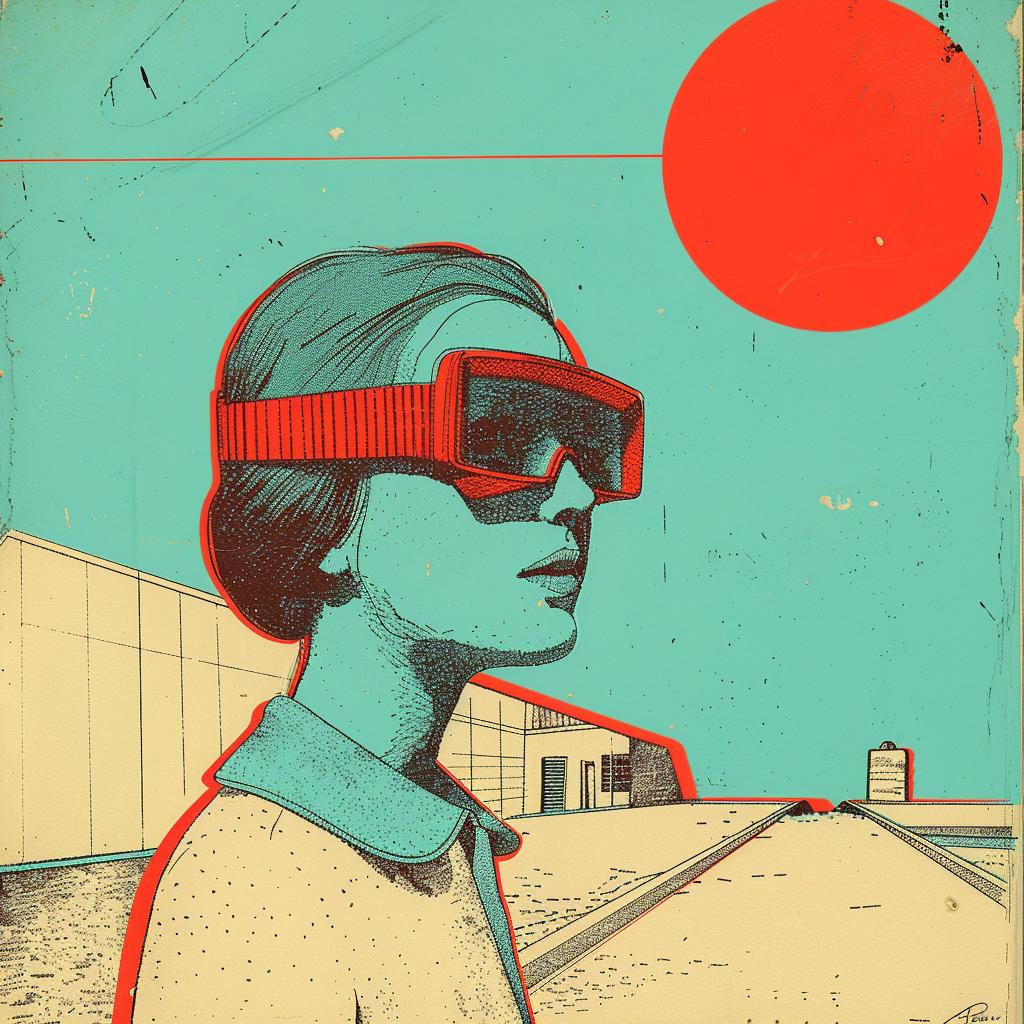 album  cover  collage  Rauschenberg  synthwave  1980s  woman  glasses  sun  art 919745