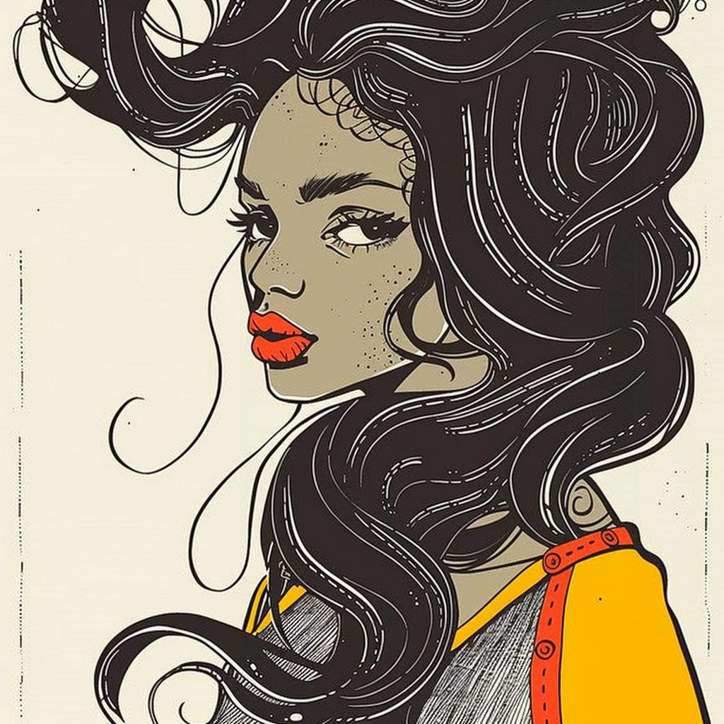 Pop  Art  model  afro  hair  woman  Patrick  Nagel  illustration  white 938294