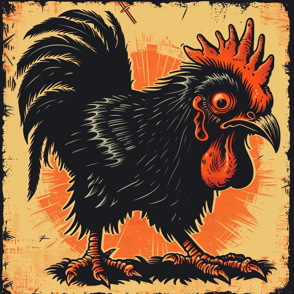 mythical  rooster  creature  black  grunge  red  style  terrifying  fantasy  art 928342