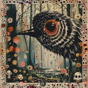 Bird  Forest  Flowers  Skulls  Painting  Chromolithography  Nature  Wildlife  Art  Colorful 1052183