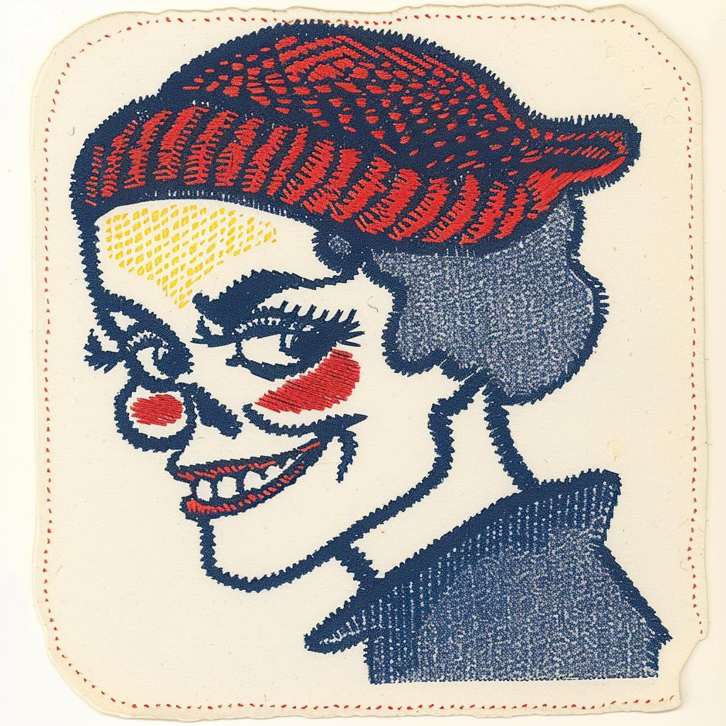 clown  hat  patch  chenille  streetwear  simple  minimal  stitch  art  white 961216