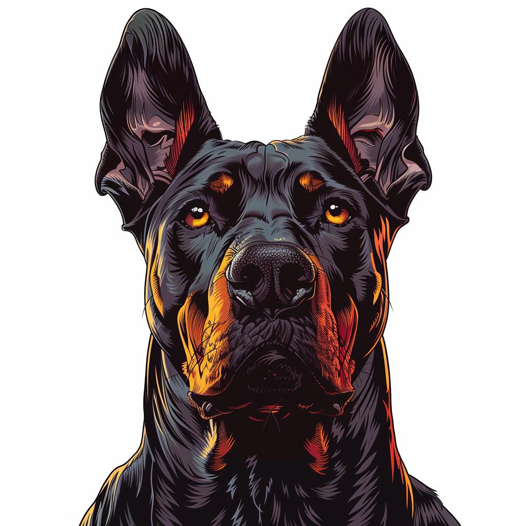 doberman  black  red  sticker  vector  warm  colors  detailed  realistic  3D 971931