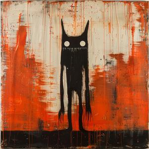 minimalist  risography  monster  encaustic  paint  black  cat  orange  abstract  bold 1062394