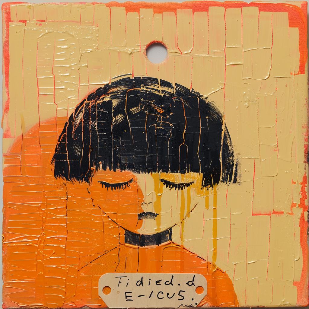 encaustic  paint  impasto  girl  black  yellow  background  faceless  Joan  Cornella 1016233