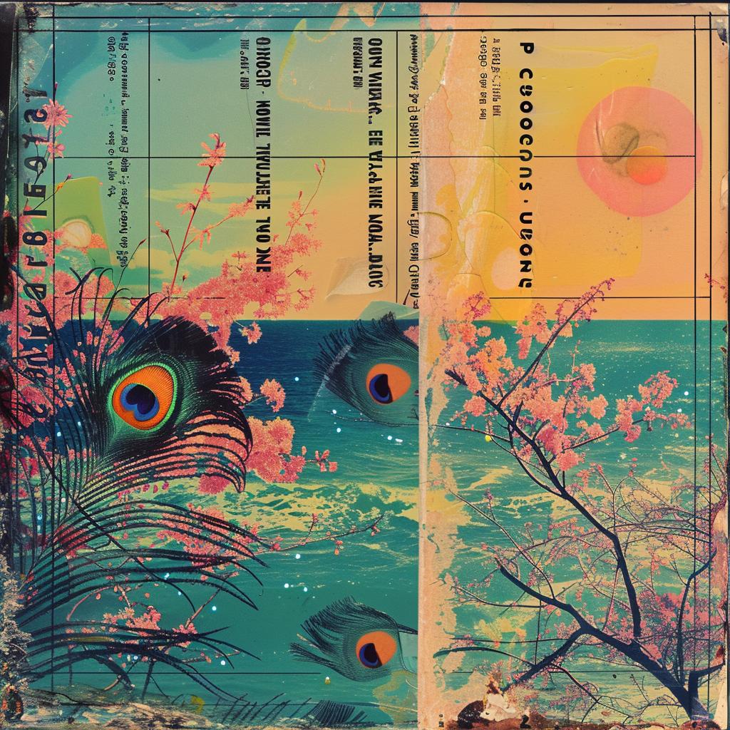 collage  colorful  cover  peacock  feathers  nature  vibrant  tropical  waves  art 1017157