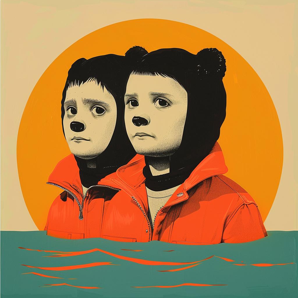 children  orange  water  surreal  album  cover  playful  illustration  artwork  colorful 1018867